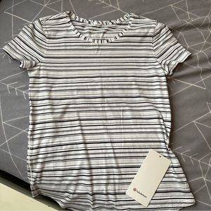 Lululemon “Love Crew” T-Shirt Black/White Stripes Size 2